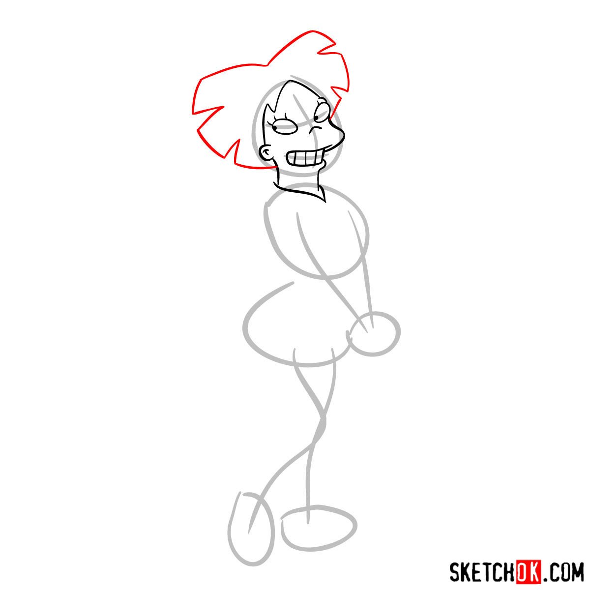 How to draw Amy Kroker (Wong) from Futurama - step 05
